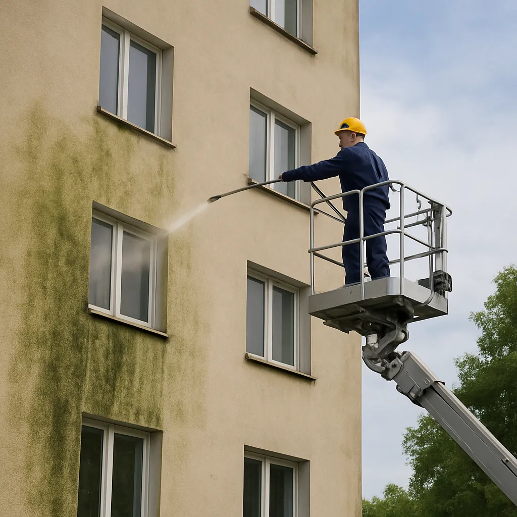 Odgrzybianie elewacji Lublin – skąd bierze się zielony nalot na elewacji?